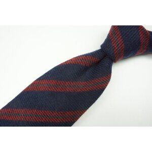 Cesare Attolini Navy Blue Merlot Red Striped Cashmere Blend Tie BRAND NEW